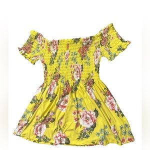 Vibrant Yellow Floral Off the Shoulder Top. Soft with great Elasticity.